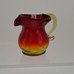 Kanawha Amberina Crackle Glass Hand Blown Pitcher